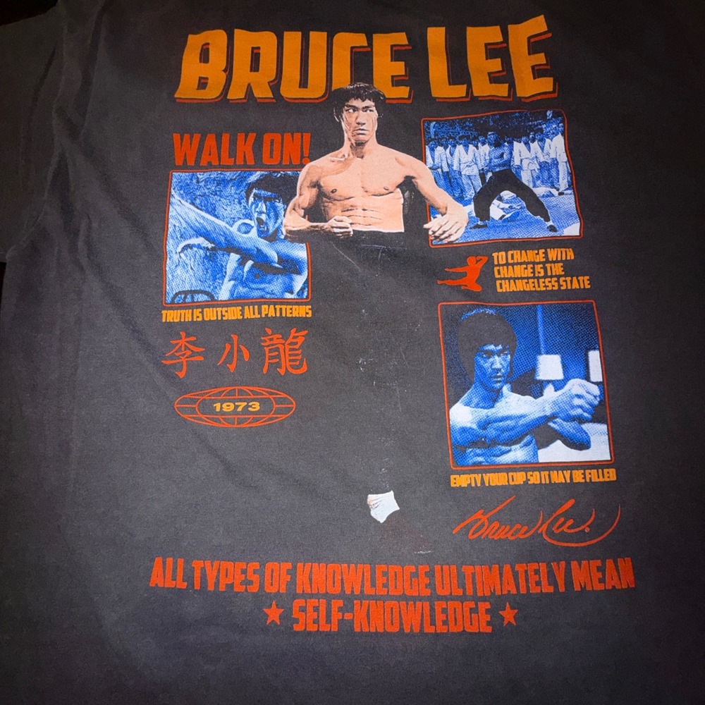 Bruce Lee Graphic Tee Men XL Gray Fair Walk On Martial Arts Movie